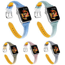 Pulseira de couro cor degradê, para apple watch band series 1 2 3 4 5, bracelete fino para iwatch 44mm 42mm 40mm 38mm 2024 - compre barato