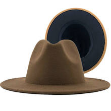 Fedora Hats For Women Brown Black Wide Brim Mixed Color Church Derby Panama Felt Hat Winter Men Jazz Cap NEW 2021 2024 - buy cheap