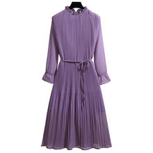 Женское шифоновое платье, фиолетовое повседневное плиссированное платье, весна 2021 2024 - купить недорого