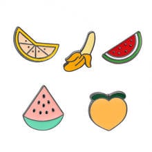 QCOOLJLY Watermelon Strawberry Banana Cartoon Fruit Brooches For Women Kids Enamel Pin Hat Shirt Collar Bag Brooch Jewelry 2024 - buy cheap