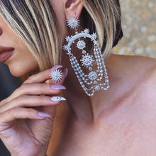 HIBRIDE Luxury Design Full AAA Cubic Zirconia Pave Bridal Dangle Earrings for Women Girl Party Gift Bijoux E-572 2024 - buy cheap
