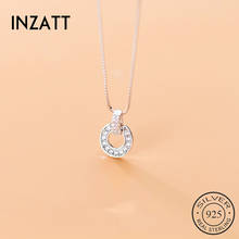 INZATT Real 925 Sterling Silver Full Zircon Round Pendant Necklace For Fashion Women Cute Fine Jewelry Geometric  Accessories 2024 - buy cheap