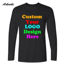 Camiseta larga personalizada para hombres y mujeres, camisa con logotipo 3D, texto, foto, equipo personalizado, familia, diseño de marca 2024 - compra barato