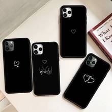 Black Simple Lines Love Heart Phone Case for iPhone 11 12 mini pro XS MAX 8 7 6 6S Plus X 5S SE 2020 XR 2024 - buy cheap
