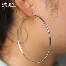 SMJEL Trendy Large Hoop Earrings Big Smooth Circle Earing Basketball Brincos Celebrity Brand Loop Earring for Women Jewelry 2020 2024 - buy cheap