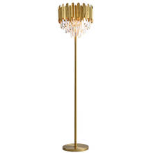 Современная роскошная медная Напольная Лампа, прозрачный кристалл, скандинавский светодиодный светильник для виллы Tripot, отеля, декоративное освещение E14 6 Вт 220 2024 - купить недорого
