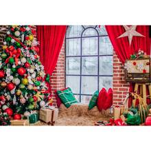 Yeele pano de fundo fotográfico para estúdio de foto, feliz natal, presente de árvore, janela de travesseiro com estrela, casa rústica, fotografia 2024 - compre barato