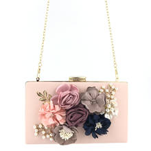 Boutique De FGG-bolsos De mano con flores para mujer, carteras De noche con flores, para boda, fiesta nupcial, con cuentas De perlas 2024 - compra barato