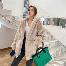 Ladies Jacket And Coats Winter Fashion Solid Hooded Faux Rabbit Fur Coat Warm Thick Loose Plush Overcoat Women Winter Jacket 2024 - buy cheap