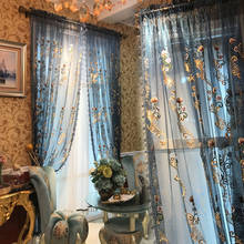 Cortina de luxo de tecido jacquard simples, cortina de tule estilo voile europeu, para quarto e sala de estar, decoração de casa 2024 - compre barato