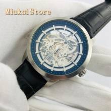 Mens Top Brand PAGANI DESIGN Skeleton Mechanical Watch Silver Case Transparent Dial Genuine Leather Men's Automatic Watch 2024 - buy cheap