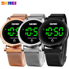 Skmei relógio digital masculino de aço inoxidável, relógio led novo para homens, relógio de pulso de luxo à prova d'água com pulseira de aço inoxidável 2024 - compre barato