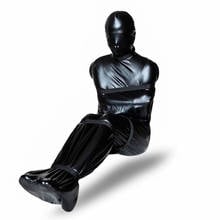 Macacão de couro falso para homens, sexy, capa de corpo inteiro, atadura de couro falso, fantasia gay, lingerie sexy bdsm, bolsa de bondage, roupa gay f56 2024 - compre barato