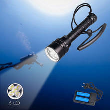 Lanterna de mergulho com led cree t6 l2 5, tocha profissional poderosa de 10w com resistência à água ip68 para mergulho subaquático de 50m 2024 - compre barato