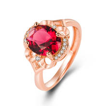 Anéis retro 925 prata jóias acessórios oval rubi zircon pedra preciosa rosa ouro aberto anel de dedo para o casamento feminino festa de promessa 2024 - compre barato