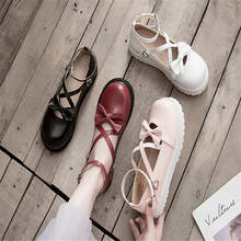 pink black white red with bowknot LOLITA Shoes JK Uniform Shoes PU Leather lolita Shoes A949 2024 - buy cheap