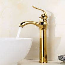 Grifo de cobre de estilo europeo para lavabo de baño, Grifería de lavabo de agua fría y caliente, de Color dorado y antiguo 2024 - compra barato