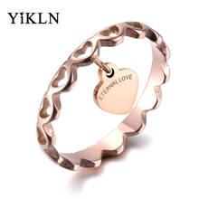 Женские обручальные кольца YiKLN, романтические обручальные кольца из розового золота с вечным сердечком, из нержавеющей стали, YR19016 2024 - купить недорого