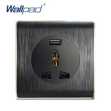 Wallpad-Toma de corriente de pared para el hogar, Panel cepillado de PC, color negro, USB, 3 pines, MF 2024 - compra barato
