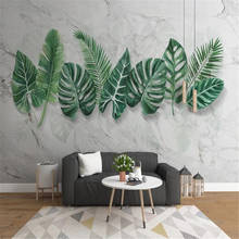 Milofi modern minimalist marble pattern hand-painted plant leaves bedroom living room wallpaper mural background wall 2024 - buy cheap