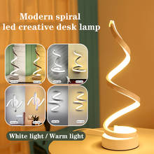 Lámpara de mesa LED moderna, luz curva en espiral de hierro acrílico para el hogar, sala de estar, dormitorio, decoración, enchufe europeo, luz nocturna 2024 - compra barato