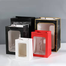 Bolsa de papel de regalo transparente, caja cuadrada de mármol portátil, embalaje de flores, bolsa de mano, S/M/L 2024 - compra barato