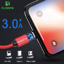 Кабель FLOVEME usb-c, Micro USB, для iPhone 11, 7, 8, XR, магнитный, 3 А 2024 - купить недорого