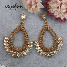 Veyofun-pendientes de boda con diamantes de imitación de cristal para mujer, aretes colgantes huecos, joyería, regalo 2024 - compra barato