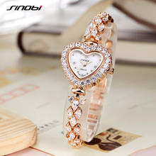 SINOBI-Relojes de pulsera de diamantes de lujo para mujer, accesorio con forma de corazón de cristal, reloj de cuarzo de Ginebra, limitado 2024 - compra barato