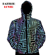 2020 Men Circuit Geometric Pattern Rainbow-Colored Reflective Jacket for Male Adolescent Hip-Hop Robot Jacket and Coat 2024 - buy cheap