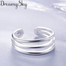 DreamySky Bijoux 2019 Simple Style Silver Color  Layer Line Rings For Women Gifts Large Adjustable Finger Rings 2024 - buy cheap