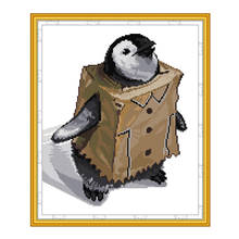 Kit de punto de cruz para ropa de pingüino, lienzo con estampado de puntos, bordado artesanal, costura hecha a mano, aida 14ct 11ct 2024 - compra barato