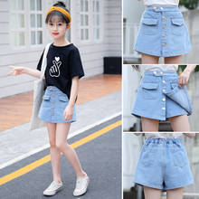 2022 Summer Kids Short Denim Shorts Girls Fashion Short Teenager Princess Jeans Children Pants Culottes 5 6 7 8 9 10 11 12 year 2024 - buy cheap