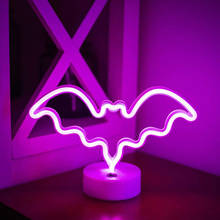 Luminária de mesa em neon, lâmpada rosa, morcego, letreiro, luz noturna, led, decoração, arte para quarto de crianças, festa de casamento, decoração 2024 - compre barato