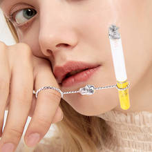 Soporte de anillo de Metal para cigarrillos, accesorio hecho a mano con forma de calavera plateada, práctico soporte portátil para cigarrillos, pinza para dedo 2024 - compra barato