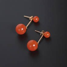 DAIMI-pendientes de ágata roja del Sur para mujer, aretes de Jade dorado Natural de 14k, color caqui, personalizados 2024 - compra barato
