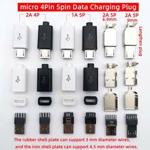 50PCS/LOT  Micro USB 4Pin 5in  Male connector plug Black/White welding Data OTG line interface DIY data cable accessories 2024 - buy cheap