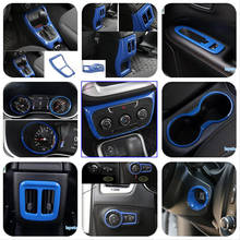 Yimaautotrims Blue Interior Refit Kit Fit For Jeep Compass 2017 - 2021 Air / Gear Box Panel / Dashboard / Cup Holder Cover Trim 2024 - buy cheap