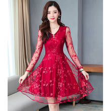 2021 Spring Summer New Women's Dress Oversize 5XL Hedging A-Line Dresses Female Fashionable Thin Net Yarn Embroidery Lady Dress 2024 - buy cheap