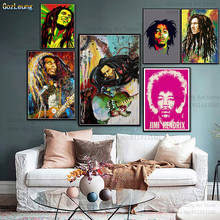 Póster de estrella de cantante de Bob Marley, pintura en lienzo, imágenes artísticas de pared, carteles e impresiones para decoración del hogar 2024 - compra barato