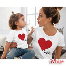 Family Matching Outfits Mother and Daughter Clothes Mommy and Me Tees Heart Printed Cotton T-Shirt Cute Lovely  Summer Tops 2024 - buy cheap