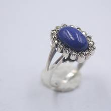 New Pure 925 Sterling Silver Ring The Widest 17mm Lapis Lazuli Zircon Marcasite Ring For Woman 2024 - buy cheap