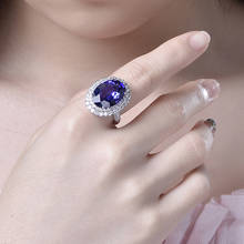 MOONROCY-anillos de boda abiertos para mujer y niña, joyas ovaladas de cristal azul de Color plateado, regalo para fiesta, venta al por mayor 2024 - compra barato