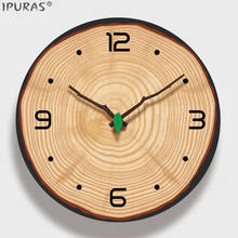 Reloj colgante de pared para decoración de sala de estar, moderno y creativo, de grano de madera, estilo rural, sencillo y silencioso 2024 - compra barato