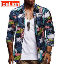 IceLion 2021 Autumn Men Long Sleeves Shirt Slim Fit Dress Shirts Casual Simple Fashion Print Men's Camisa Masculina 2024 - buy cheap