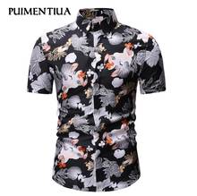 Puimentiua Men Beach Wear Floral Shirt Short Sleeve M-3XL Floral Printed Men Casual Summer Vacation Clothing 2024 - buy cheap