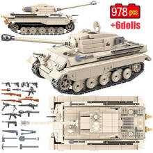 Bloques de construcción de tanque alemán Tiger King 2 para niños, juguetes de bloques de armas, figuras de soldado del ejército, tanque militar, 978 Uds. 2024 - compra barato