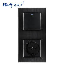 1 gang 2 way tomada de parede padrão alemão wallpad luxo cetim metal painel 86*172mm tomada parede
