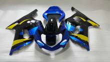 Kit de carenagem hi-grau para gsxr600 750, k1, 01, 02, 03, gsxr 600, gsxr750 2001, 2002, 2003, azul e preto, carroceria + presentes, sh27 2024 - compre barato