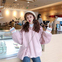 2019 coreano solto felpa grosso moletom feminino cor de rosa pulôver de inverno moletom 2024 - compre barato